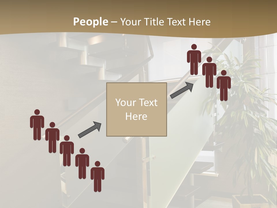 A Staircase With A Plant In The Middle Of It PowerPoint Template