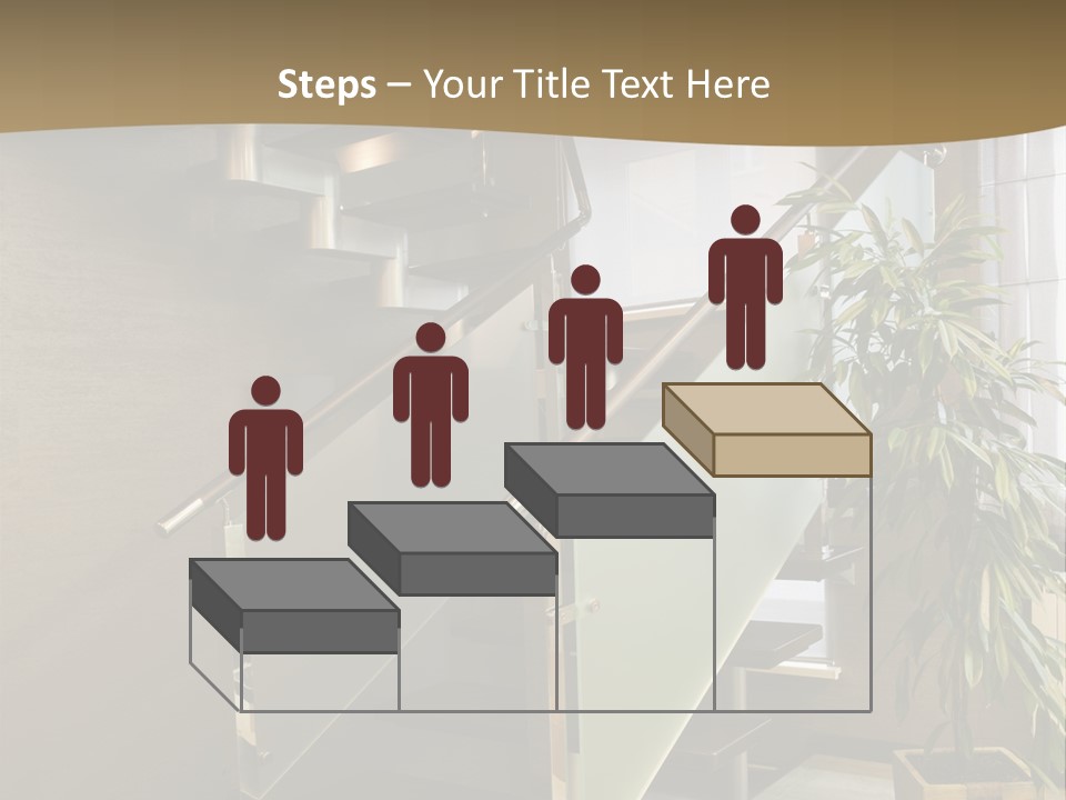 A Staircase With A Plant In The Middle Of It PowerPoint Template