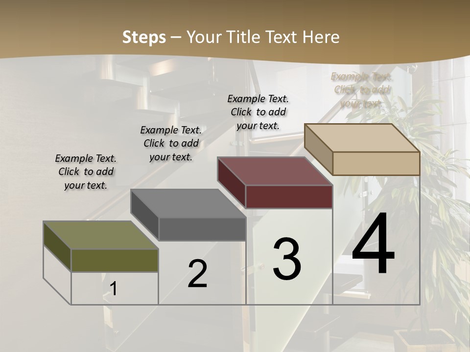 A Staircase With A Plant In The Middle Of It PowerPoint Template