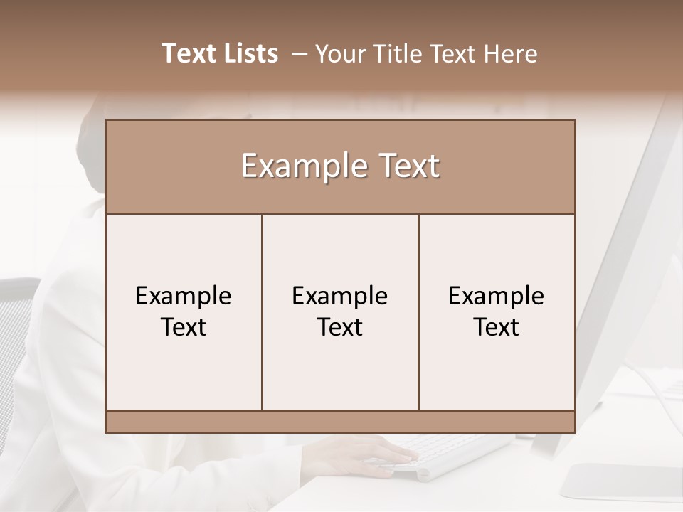 A Woman Sitting At A Desk Using A Computer PowerPoint Template