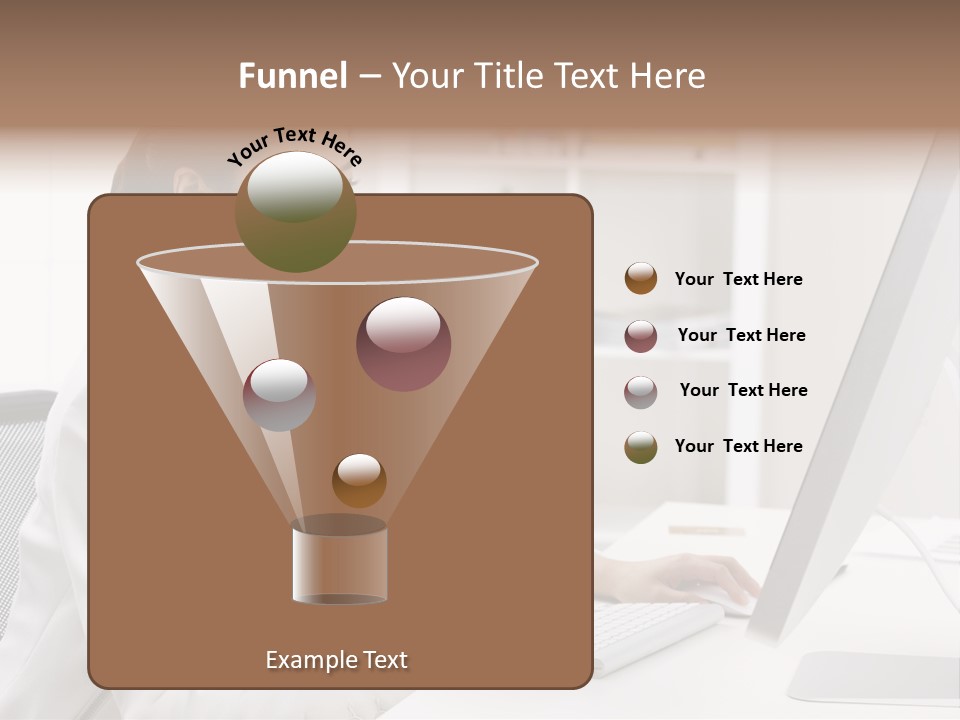 A Woman Sitting At A Desk Using A Computer PowerPoint Template