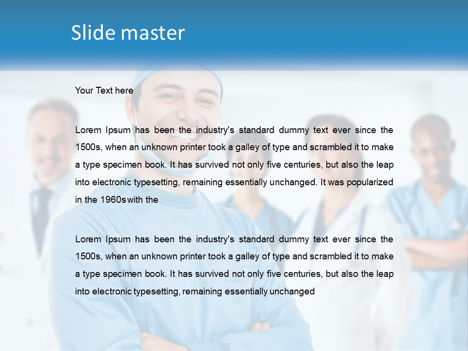 A Man In Scrubs Standing In Front Of A Group Of Doctors PowerPoint Template
