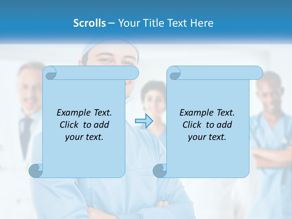 A Man In Scrubs Standing In Front Of A Group Of Doctors PowerPoint Template