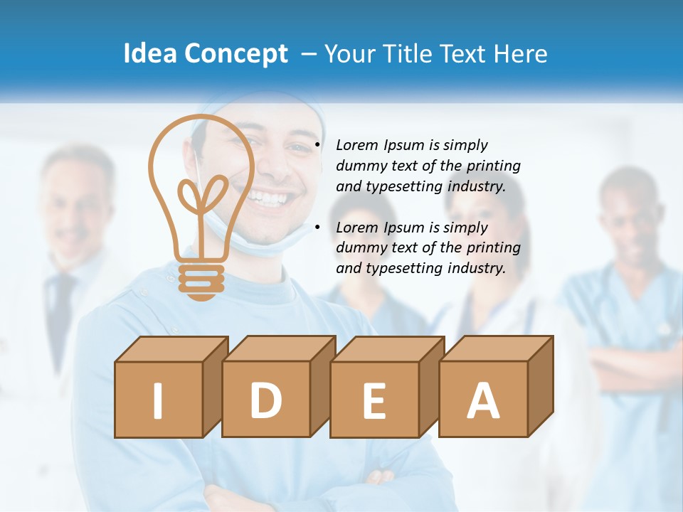 A Man In Scrubs Standing In Front Of A Group Of Doctors PowerPoint Template