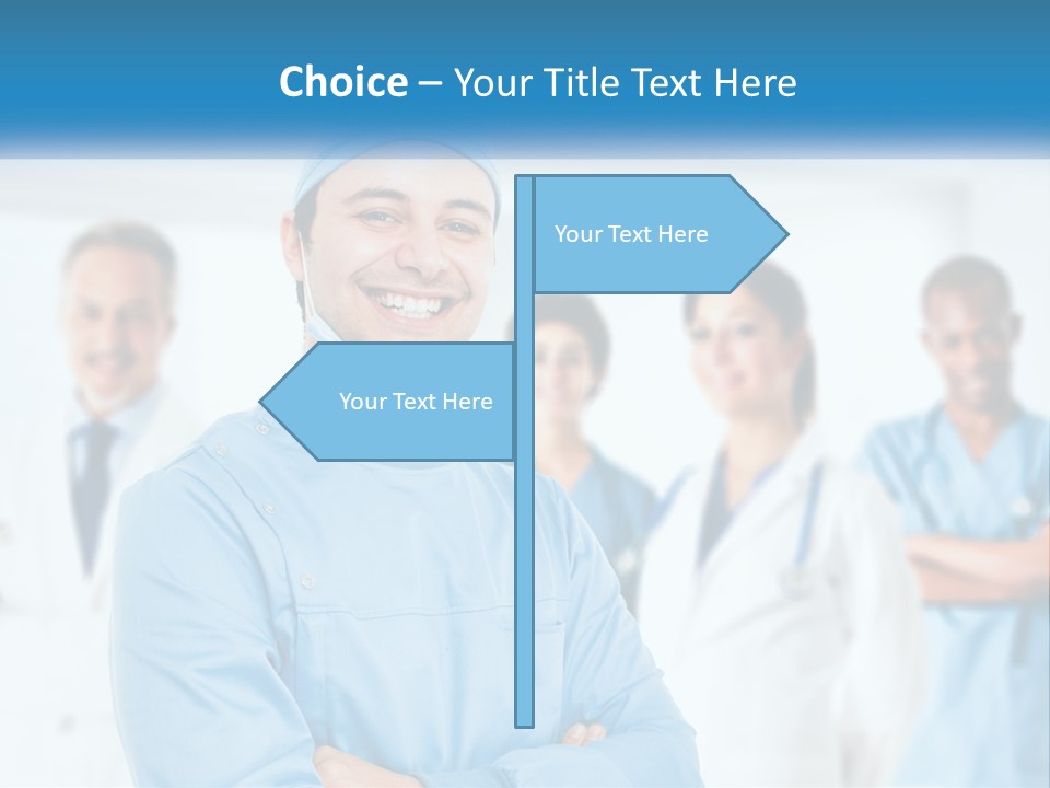 A Man In Scrubs Standing In Front Of A Group Of Doctors PowerPoint Template
