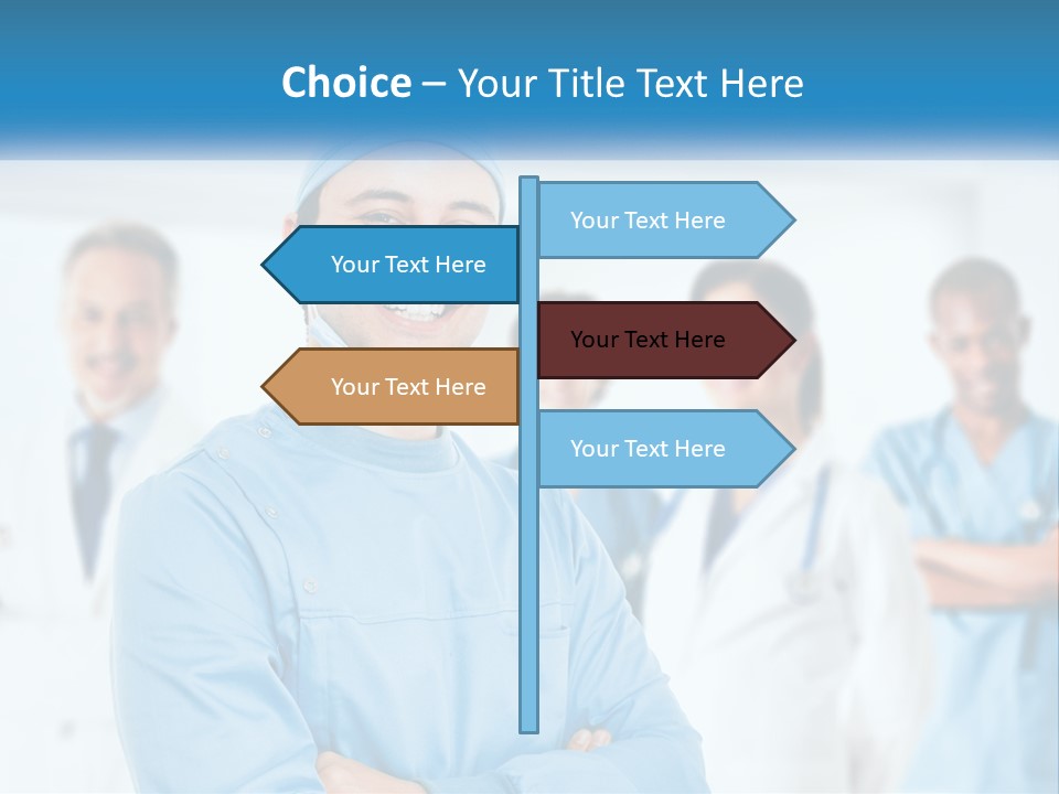 A Man In Scrubs Standing In Front Of A Group Of Doctors PowerPoint Template