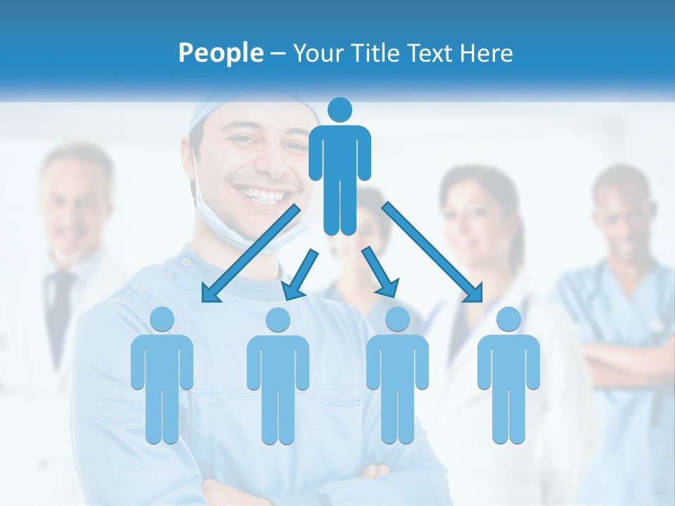 A Man In Scrubs Standing In Front Of A Group Of Doctors PowerPoint Template