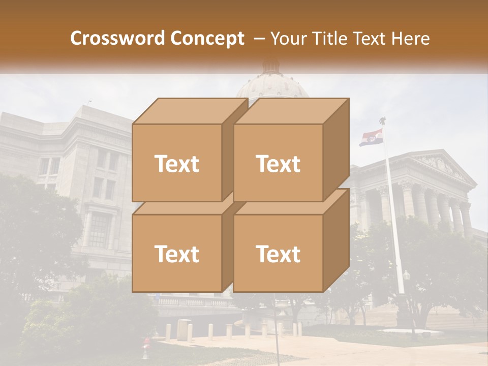 A Large Building With A Flag Flying In Front Of It PowerPoint Template