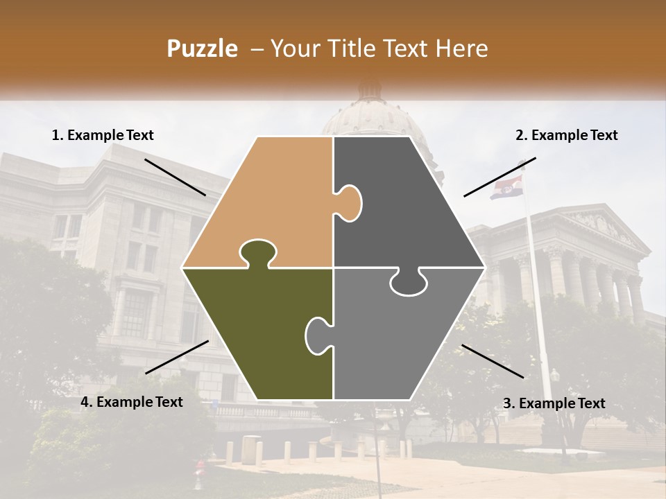 A Large Building With A Flag Flying In Front Of It PowerPoint Template