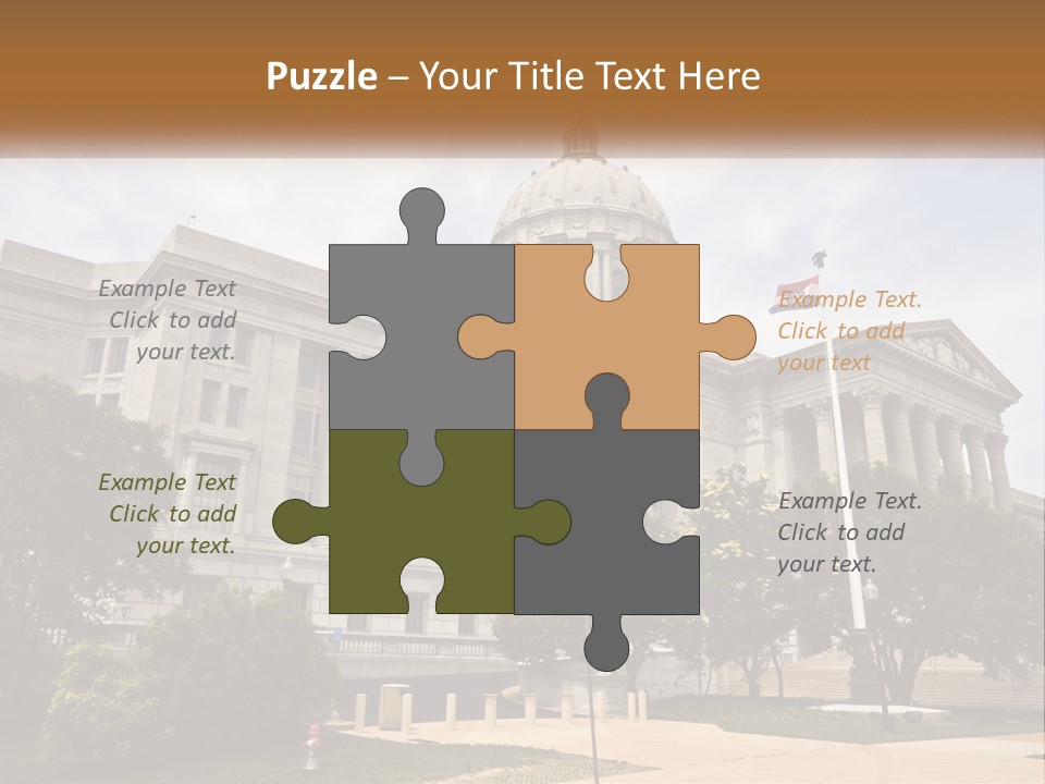 A Large Building With A Flag Flying In Front Of It PowerPoint Template