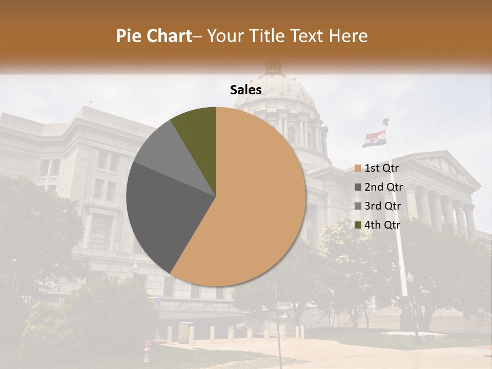 A Large Building With A Flag Flying In Front Of It PowerPoint Template