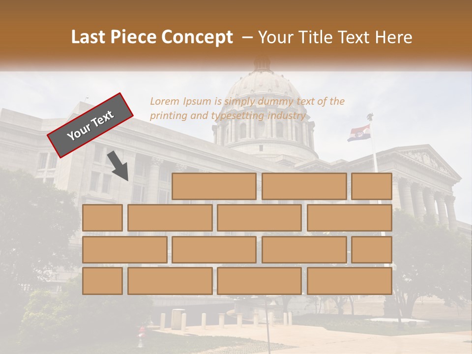 A Large Building With A Flag Flying In Front Of It PowerPoint Template