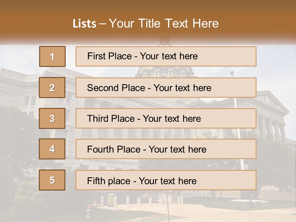 A Large Building With A Flag Flying In Front Of It PowerPoint Template