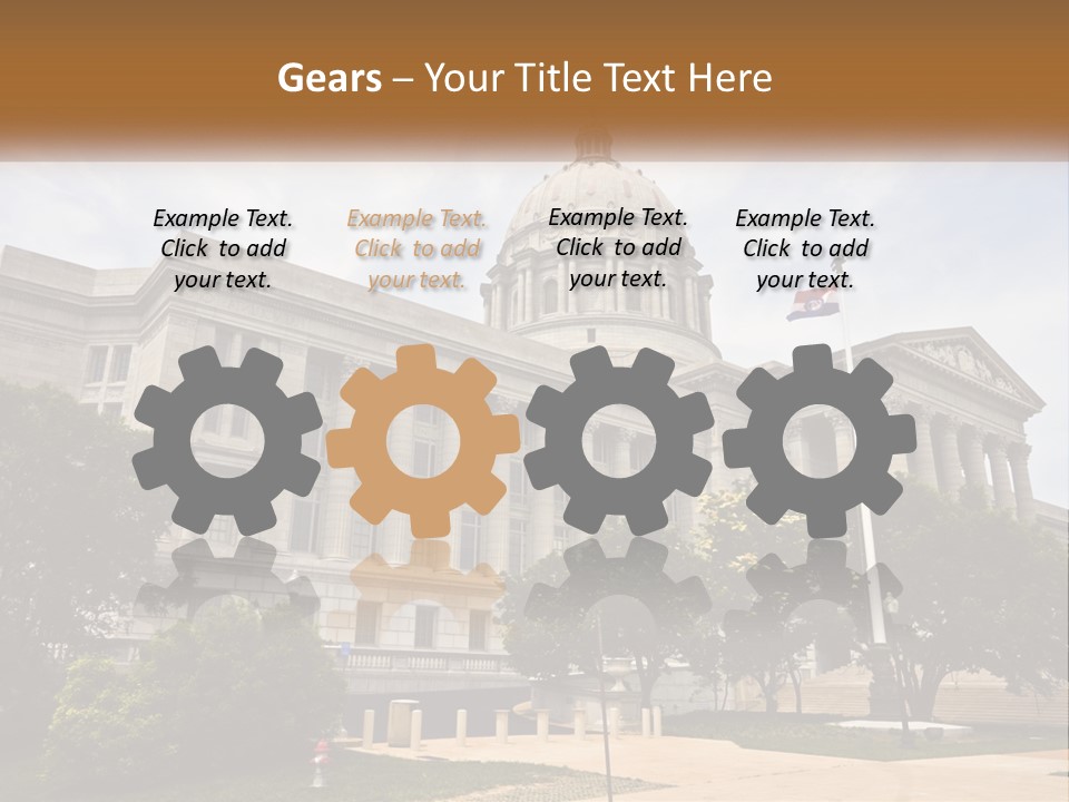 A Large Building With A Flag Flying In Front Of It PowerPoint Template