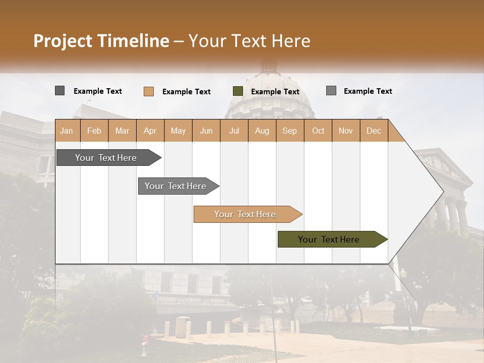 A Large Building With A Flag Flying In Front Of It PowerPoint Template