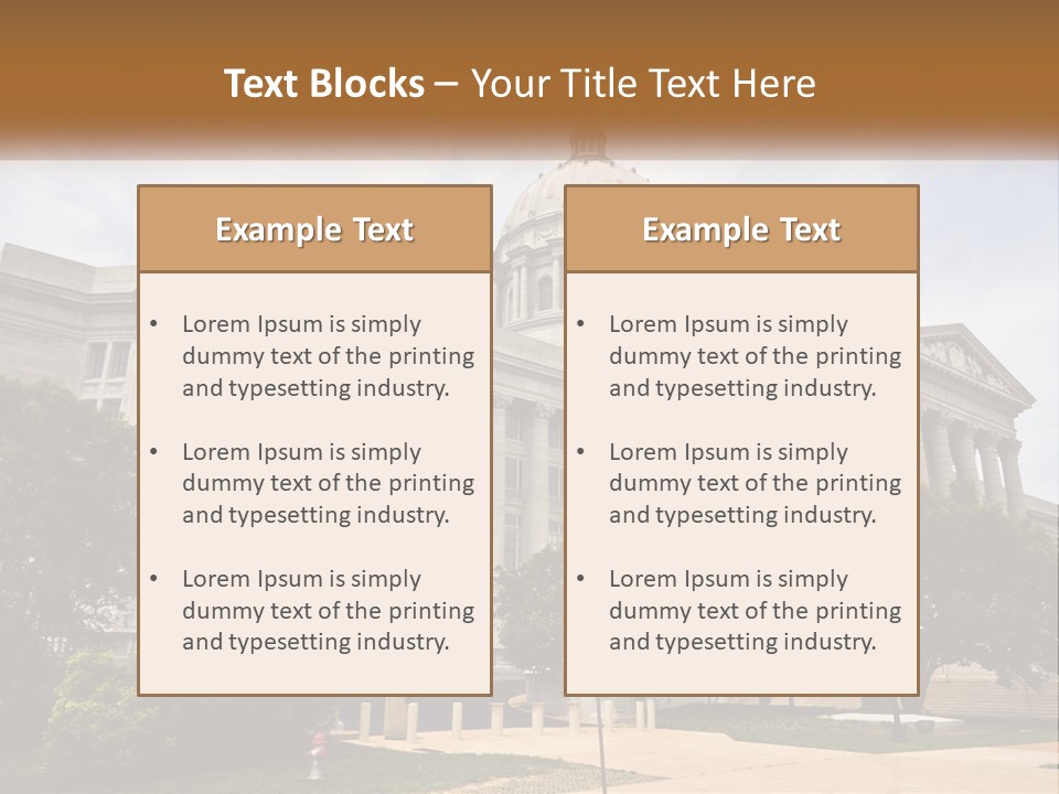 A Large Building With A Flag Flying In Front Of It PowerPoint Template