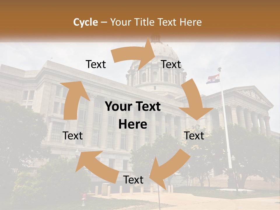 A Large Building With A Flag Flying In Front Of It PowerPoint Template