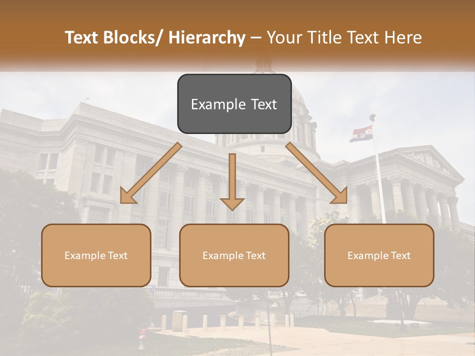 A Large Building With A Flag Flying In Front Of It PowerPoint Template