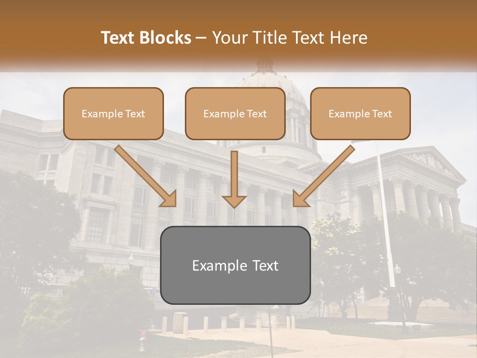 A Large Building With A Flag Flying In Front Of It PowerPoint Template