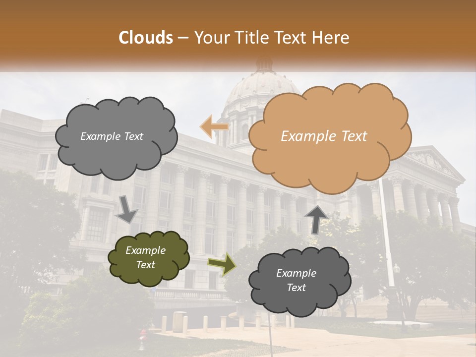 A Large Building With A Flag Flying In Front Of It PowerPoint Template