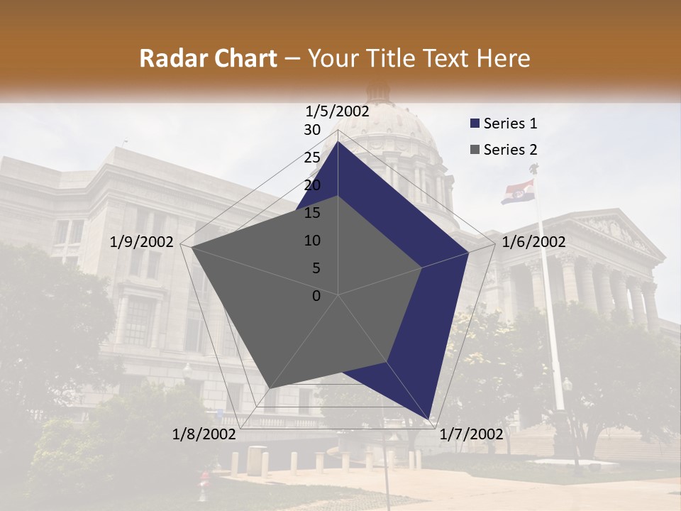 A Large Building With A Flag Flying In Front Of It PowerPoint Template