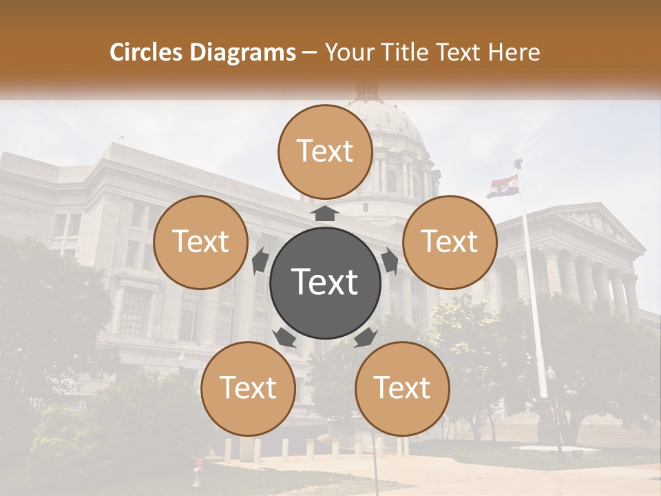 A Large Building With A Flag Flying In Front Of It PowerPoint Template