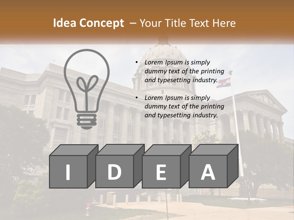 A Large Building With A Flag Flying In Front Of It PowerPoint Template