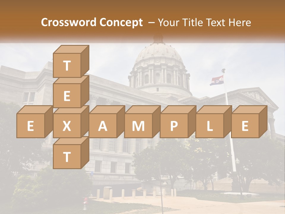 A Large Building With A Flag Flying In Front Of It PowerPoint Template