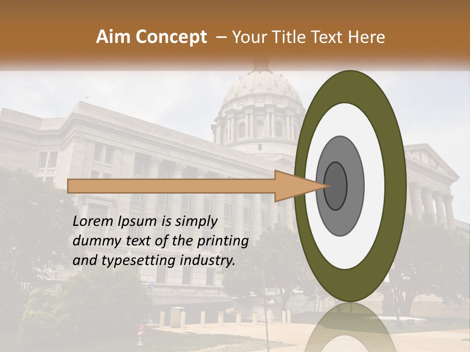 A Large Building With A Flag Flying In Front Of It PowerPoint Template