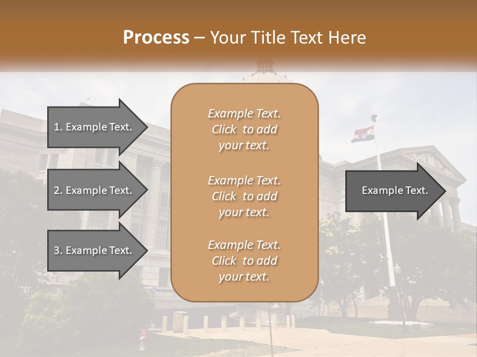 A Large Building With A Flag Flying In Front Of It PowerPoint Template