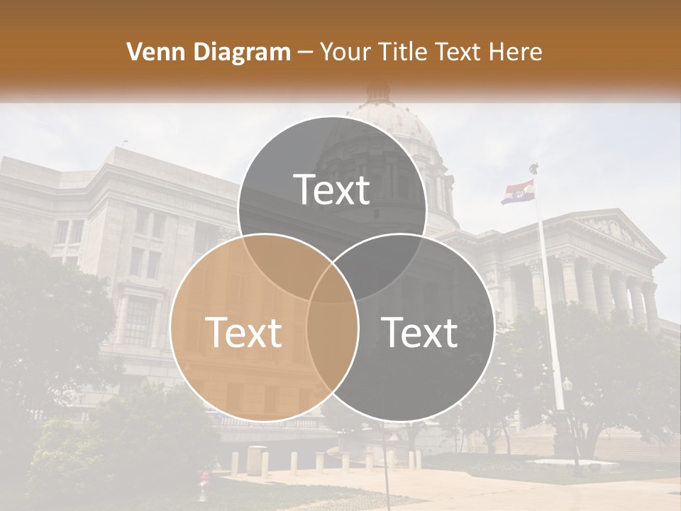 A Large Building With A Flag Flying In Front Of It PowerPoint Template