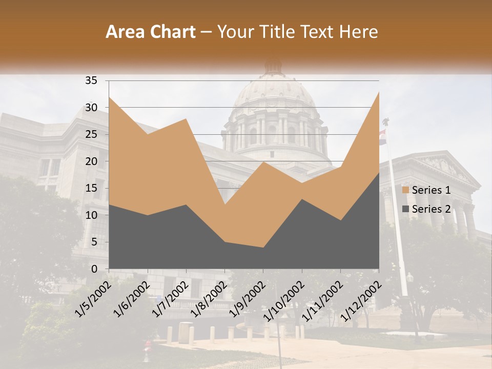 A Large Building With A Flag Flying In Front Of It PowerPoint Template