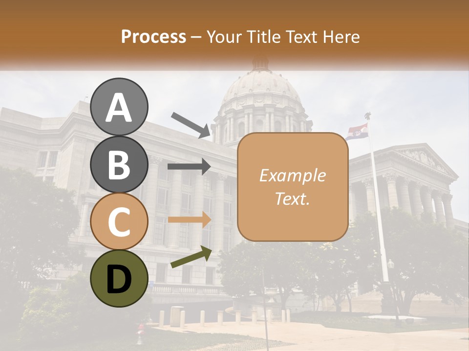 A Large Building With A Flag Flying In Front Of It PowerPoint Template