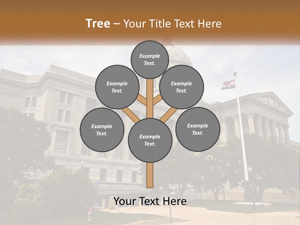 A Large Building With A Flag Flying In Front Of It PowerPoint Template