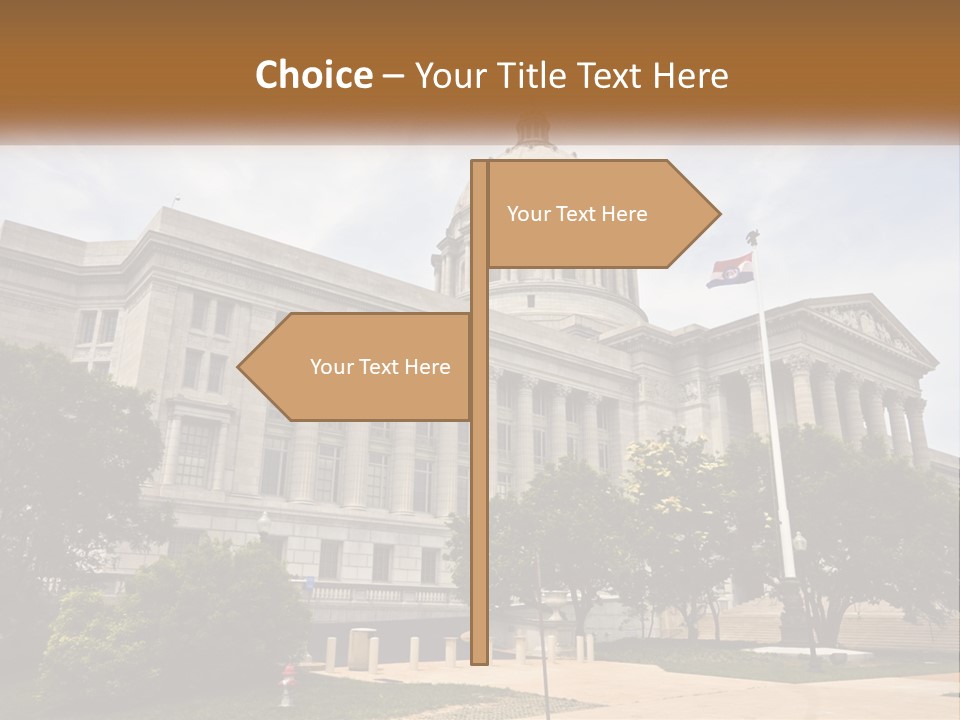 A Large Building With A Flag Flying In Front Of It PowerPoint Template