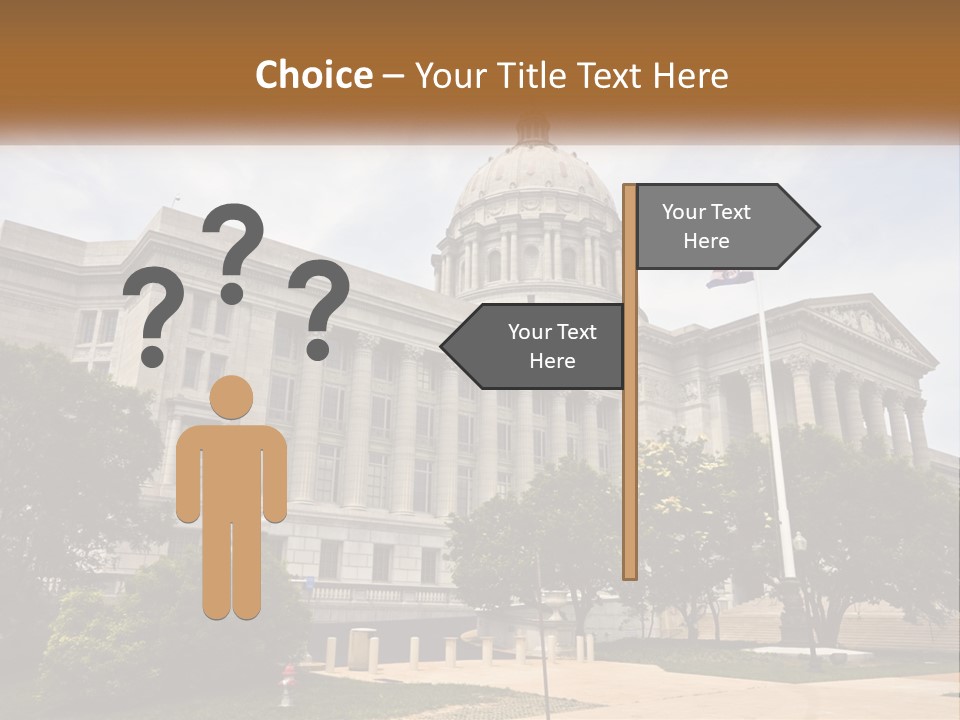 A Large Building With A Flag Flying In Front Of It PowerPoint Template