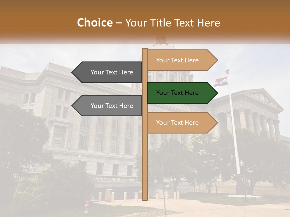 A Large Building With A Flag Flying In Front Of It PowerPoint Template