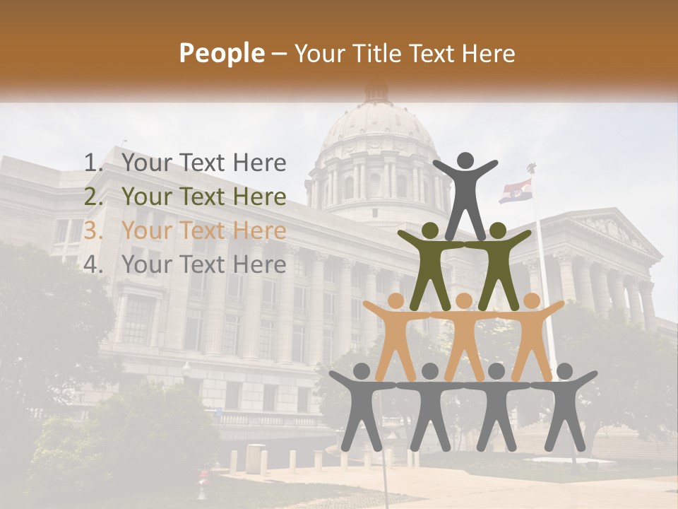 A Large Building With A Flag Flying In Front Of It PowerPoint Template