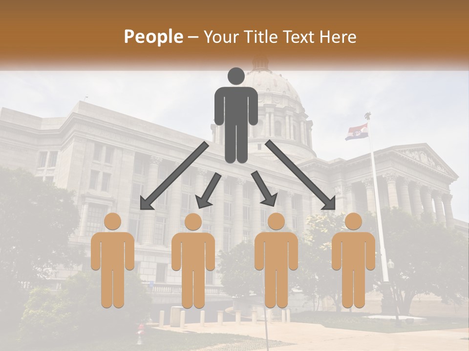 A Large Building With A Flag Flying In Front Of It PowerPoint Template