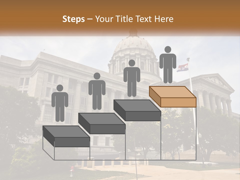 A Large Building With A Flag Flying In Front Of It PowerPoint Template