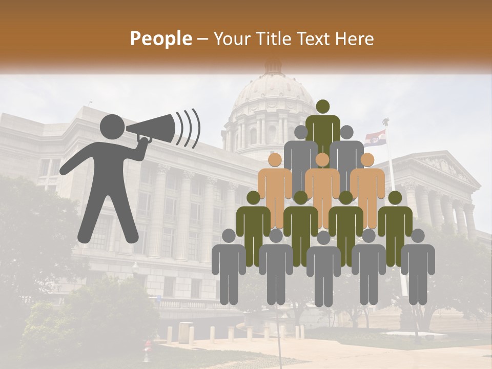 A Large Building With A Flag Flying In Front Of It PowerPoint Template