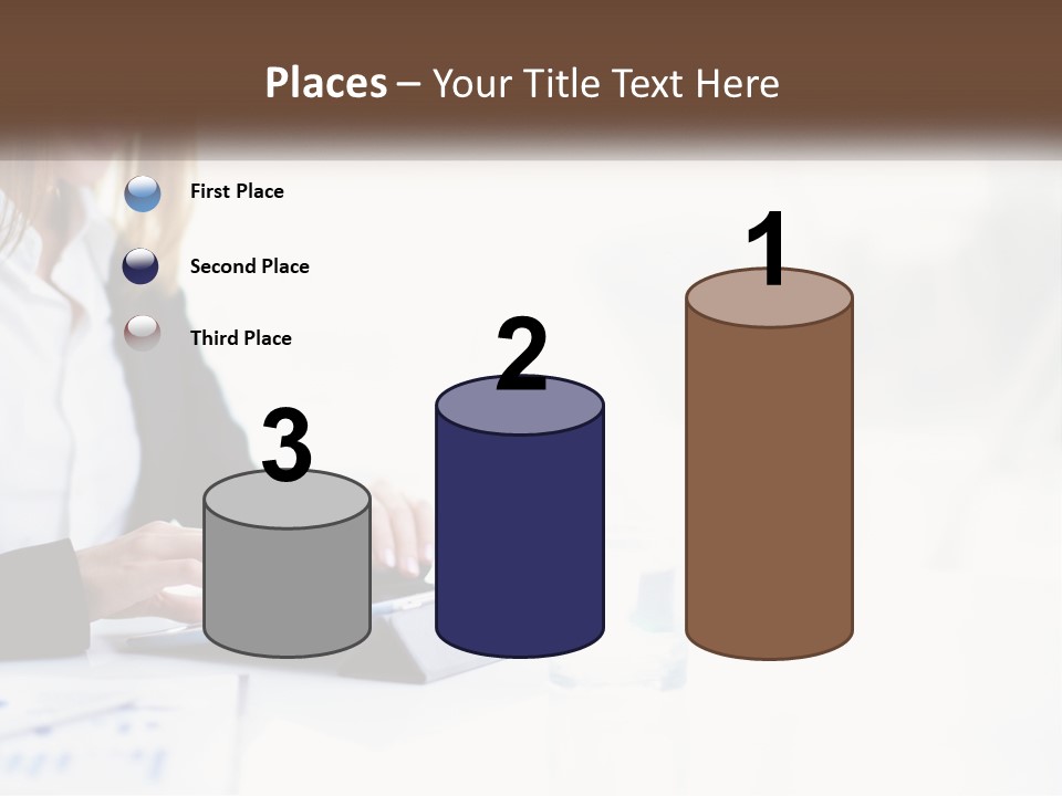 A Woman Sitting At A Table Using A Tablet Computer PowerPoint Template