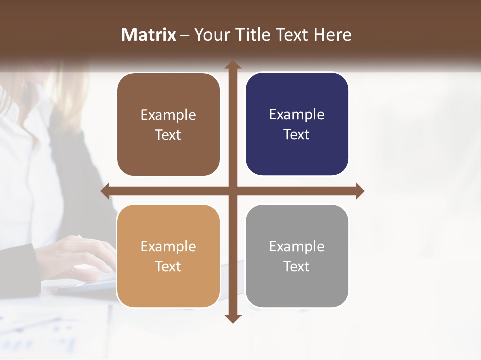 A Woman Sitting At A Table Using A Tablet Computer PowerPoint Template