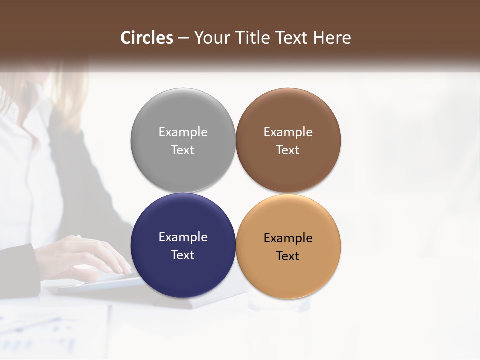 A Woman Sitting At A Table Using A Tablet Computer PowerPoint Template