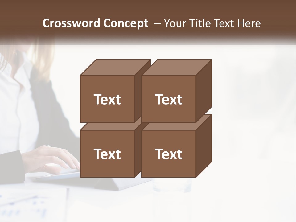 A Woman Sitting At A Table Using A Tablet Computer PowerPoint Template