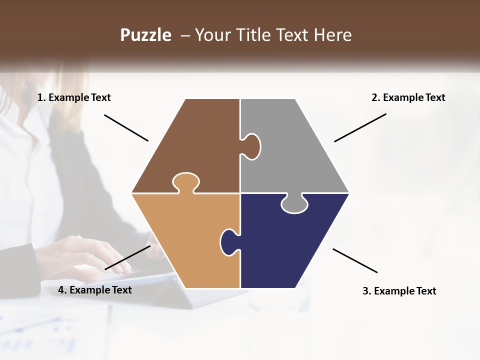 A Woman Sitting At A Table Using A Tablet Computer PowerPoint Template