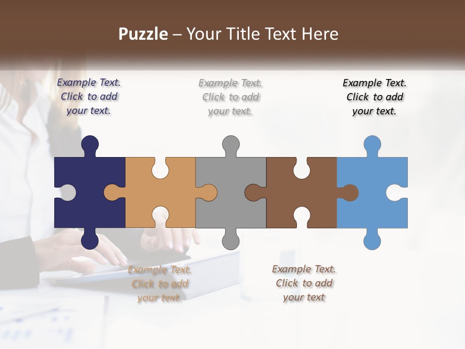 A Woman Sitting At A Table Using A Tablet Computer PowerPoint Template