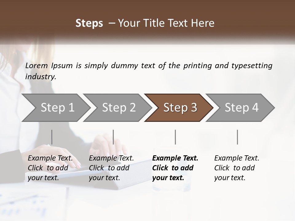 A Woman Sitting At A Table Using A Tablet Computer PowerPoint Template