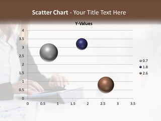 A Woman Sitting At A Table Using A Tablet Computer PowerPoint Template