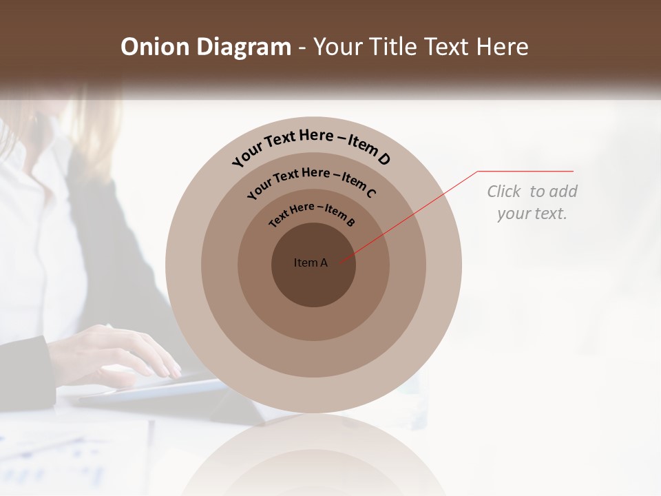 A Woman Sitting At A Table Using A Tablet Computer PowerPoint Template